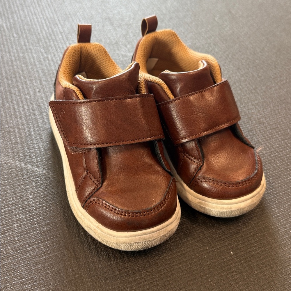 Brown Leather Kids Sneakers